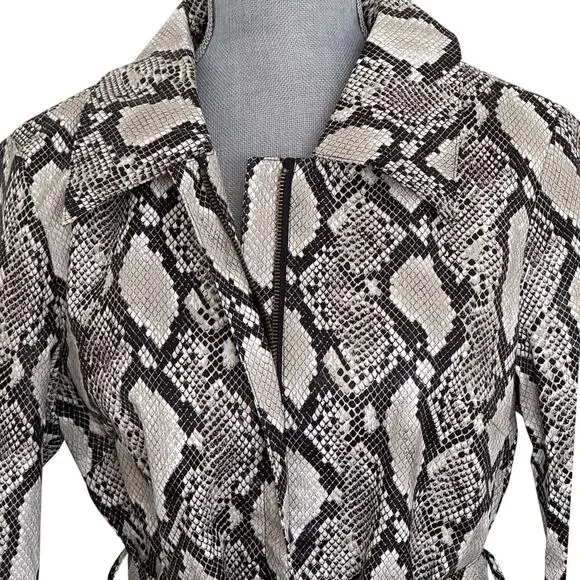 NWT Choosy Elizabeth Faux Snakeskin Coat Lined Belted Women's Sizes S - Picture 6 of 12